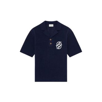 Dr&ocirc;le de Monsieur Round-neck Knitwear, male, Blue, Size: XL Le Polo Maille Monogramme