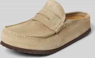 Birkenstock Clogs aus Veloursleder Modell Naples Wrapped in Taupe, Gr&ouml;&szlig;e 41