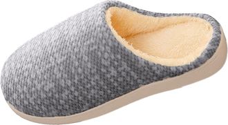 Generic Cozy Winter Mop Slippers for Women and Men Soft Indoor Shoes with Slip Sole Design for Home Comfort (Grey, 6)