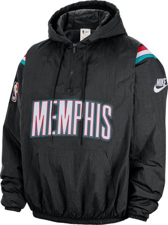 Nike Memphis Grizzlies Hardwood Classics Nike Mens Therma-FIT NBA 1/2-Zip Hoodie in Black | HQ5330-010