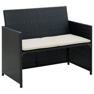 vidaXL Vidaxl - Divano Da Giardino A 2 Posti Con Cuscini In Polyrattan Nero
