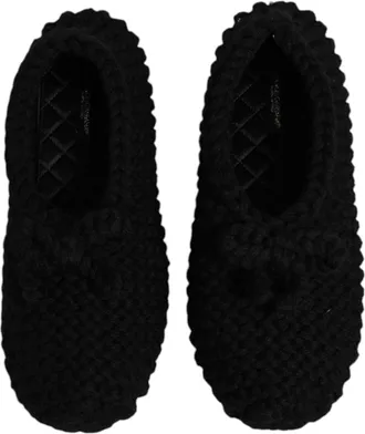 Dolce & Gabbana Womens Wool Slip-On Ballerina Black