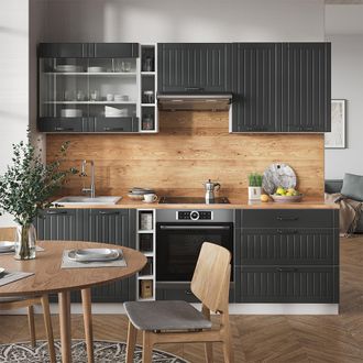 Vicco Mueble De Cocina Fame-line, Antracita Casa De Campo/blanco, 235 Cm, Et M&aacute;rmol