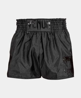 OEM Pantalones Cortos Cl&aacute;sicos Venum Muay Thai, Negros/negros, Talla Xl