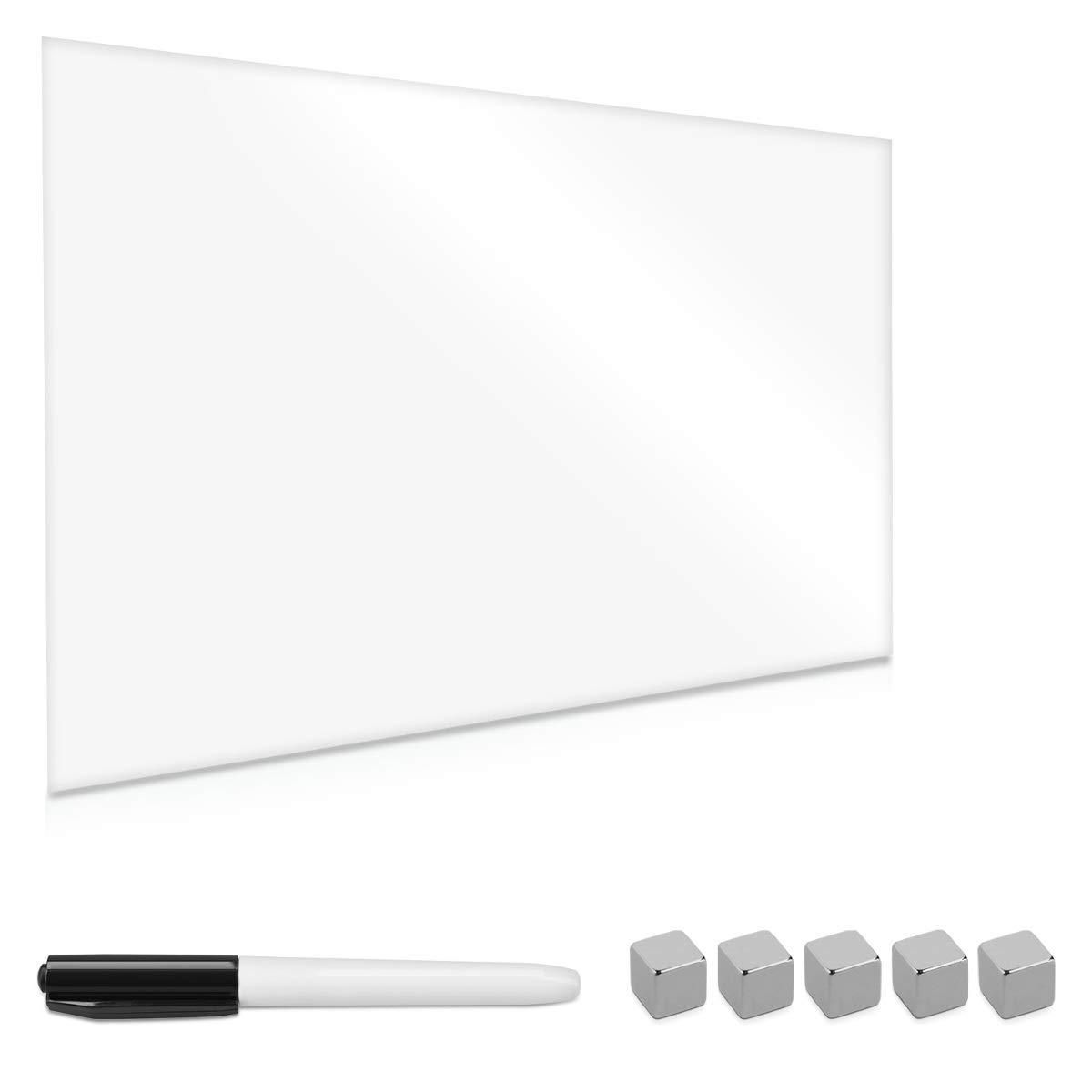 Navaris Magnetisch Whiteboard Met Stift - 40 X 60 Cm Magneetbord Uitwisbaar Met Marker Magneten En Montageset Om Op Te Hangen Houten Planken