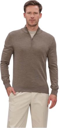 Profuomo Extrafine Merino Half-zip Sweater - Heren - Truien - Grijs - Maat: S Wol