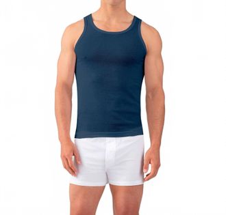 Ron Dorff Ribbed Tank Top In Deep Blue