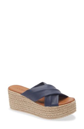 Cordani Bella Espadrille Wedge Sandal in Navy Leather at Nordstrom, Size 5.5Us