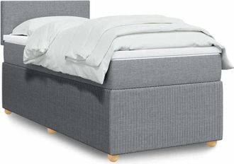 vidaXL Cama Box Spring Con Colch&oacute;n Tela Gris Claro 90x190 Cm Vidaxl
