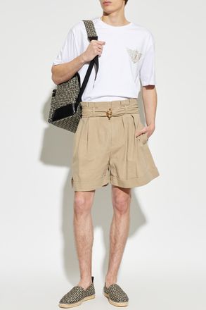 Balmain Shorts With Belt, Mens, Beige