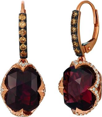 Le Vian 14K Rose Gold 10.31 Ct. Tw. Diamond & Garnet Drop Earrings