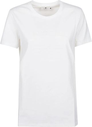 Elisabetta Franchi Embroidered Logo T-Shirt - Dames - T-shirts - Wit - L - Katoen - Tops