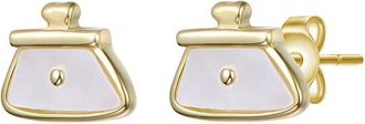 Rachel Glauber 14K Plated Pearl Earrings