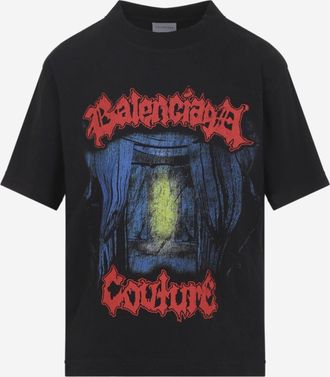 Balenciaga Mens T-Shirt Cotton Black T-Shirts And Polos