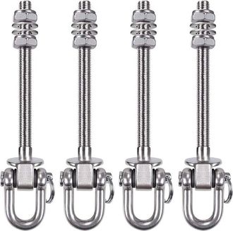OEM Perchas S&oacute;lidas Giratorias De 180&deg; De Acero Inoxidable 304 - Juego De 4, Capacidad De 800 Kg, 14,5 Cm, Ideales Para Porche, Yoga, Saco De Boxeo - Ulis