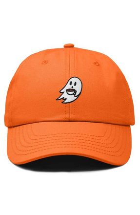 Dalix Coffee Ghost Embroidered Hat in Orange at Nordstrom