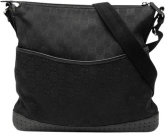Gucci Pre-owned Canvas Crossbody Tas - Dames - Vintage Schoudertas - Zwart - ONE Size - Leer - Vintage