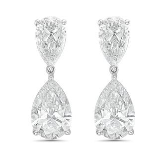 Diana M. Jewels 14KW WG 20.00 Ct TW of Lab grown pear shape diamond drop earrings