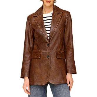 Avec Les Filles Oversize Leather Blazer in Vintage Brown at Nordstrom Rack, Size X-Small