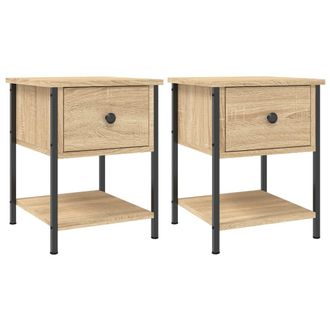 vidaXL Vidaxl - Mesita Noche 2 Uds Madera Ingenier&iacute;a Roble Sonoma 34x35,5x45 Cm