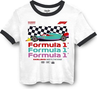Junk Food Formula 1 Graphic Cropped Ringer T-Shirt in White/Black at Nordstrom Rack, Size X-Small