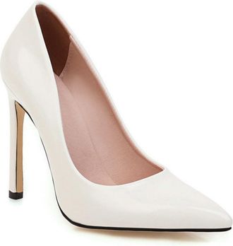 Generic Womens Pointed-Toe Wedding Bridal Shoes Slip On Stiletto Heel Formal Dress Pumps Evening Party Heels 11cm,White,1.5 UK