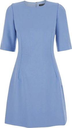 Dolce & Gabbana Short Dresses, female, Blue, Size: M Elegant Midi Dress with Short Sleeves