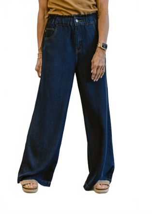 FRNCH Elastic Waist Wide-Leg Lusitania Jean In Blue
