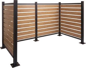Hhg [nunca Usado] Valla Para Contenedores De Basura De Aluminio Hhg-567, Revestimiento Para Contenedores De Basura, Aspecto De Madera, Ampliable, 130 X 20