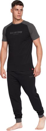 Duck and Cover Duck & Cover Mens Nightwear Pyjamas Set Cotton Top Bottom Loungewear Casual(XXL,VIANNEY/BLACK)