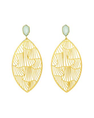 Liv Oliver 18K Plated 2.25 Ct. Tw. Chalcedony Statement Filigree Earrings