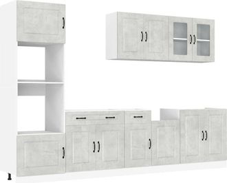 vidaXL Vidaxl - Mueble Cocina Kalmar Gris Hormig&oacute;n 7 Pzas Madera Contrachapada