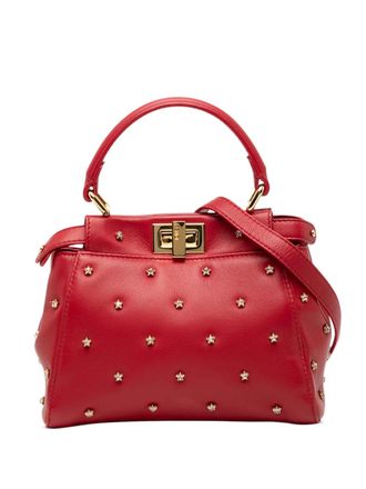 Fendi Borsa a tracolla Peekaboo Iconic XS con borchie a stella con cristalli 2000-2010 - Rosso