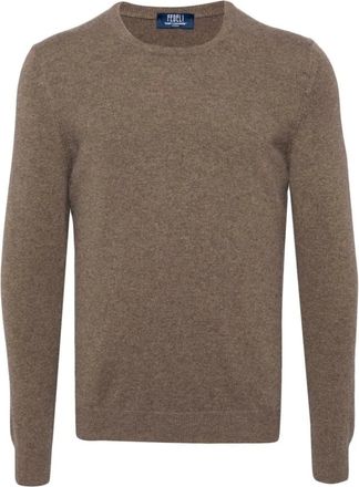 Fedeli Cashmere Knitwear, male, Brown, M, Cedar Brown Cashmere Knit Jumper
