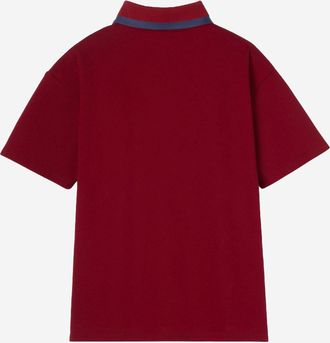 Gucci Kids Stretch Cotton Polo Shirt With Logo Red T-shirts And Polos
