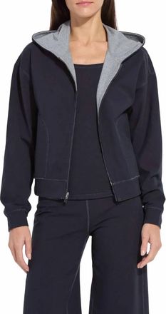 Lyss&eacute; Womens Jovie Reversible Hoodie In True Navy/grey Melange