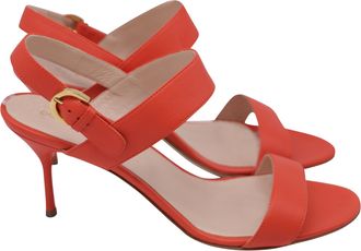 Sergio Rossi Slingback Sandal Heels in Orange Leather