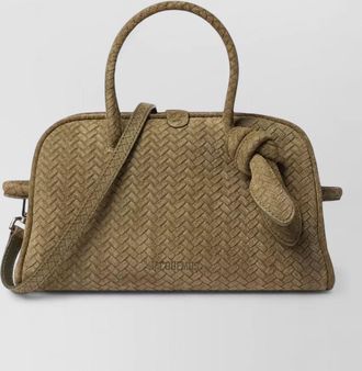 Jacquemus tourism exchange suede tote bag bow strap