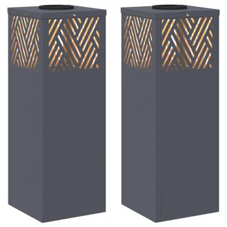 vidaXL Luz De Camino Led Solar 2 Pcs Antracita Acero Laminado En Fr&iacute;o Vidaxl