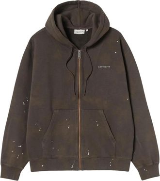 Carhartt Work in Progress Hooded Painter Jacket - Heren - Vesten met rits - Bruin - L - Katoen - Hoodies & sweatvesten