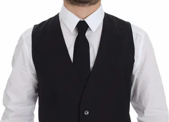 Dolce & Gabbana Gray Slim Fit Button Front Dress Formal Mens Vest
