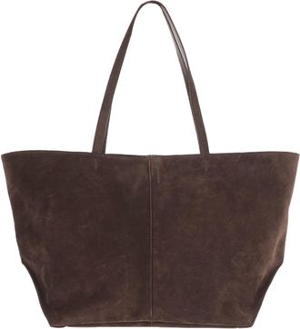 Jil Sander Brown Suede Tote Bag With Leather Handles