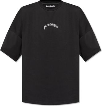 Palm Angels T-shirt met logo - Heren - T-shirts - Zwart - S - Katoen - Tops