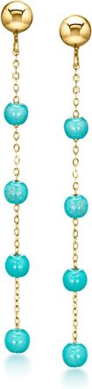 Ross-Simons Turquoise Bead Drop Earrings in 10kt Yellow Gold