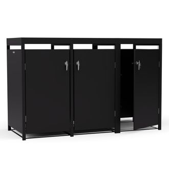 Blumfeldt Blumfeldt Binsafe Caja De Basura 3 Cubos De Hasta 240 L Resistente A La Intemperie Con Cerradura Acero Galvanizado Se Puede Plantar