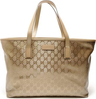 Gucci Gg Imprim&eacute; Gold Pvc Tote Bag (Pre-Owned)