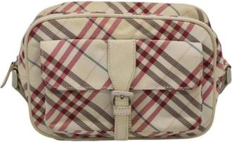 Burberry Pre-owned Nova Check Blue Label Nylon Shoulder Bag - Dames - Vintage Schoudertas - Wit - ONE Size - Nylon - Vintage