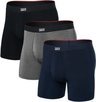 Saxx Assorted 3-Pack Vibe Xtra Super Soft Boxer Briefs in Black/dark Grey Heather/navy at Nordstrom, Size X-Large