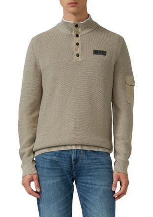 s.Oliver Strickpullover S.OLIVER, Herren, Gr. XXL, dk beige, Strick, Obermaterial: 100% Baumwolle, unifarben, regular fit normal, ohne Ausschnitt, Rippb&uuml;ndchen