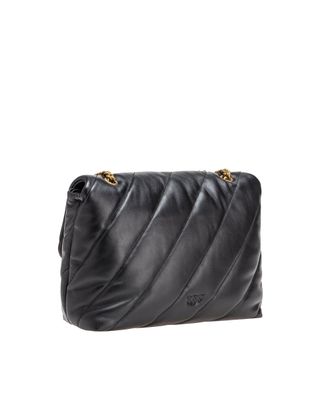 Pinko Womens Shoulder Bag Big Love Puff Black-Antique Gold Black/antique